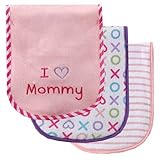 Luvable Friends I Love Mommy and Daddy Baby Burp Cloths, Pink Mommy, 3-Count by Luvable Friends [並行輸