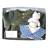 ソレイアード SOULEIADO カバーオール+バンダナスタイ+くまのキュキュ ギフトセット オリーブ70cm 6321