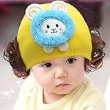帽子 ベビー　キャップ キッズ　子供ハット かつら ウィッグ 付き 新生児 女の子 ヘアバンド ヘアアクセサリー 美しい花 (E)