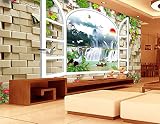 Sproud 壁画 3D ウィンドウ滝籐花風景画 Tv の壁の装飾ソファウォール 3 D 壁紙 150 Cmx 105 Cm