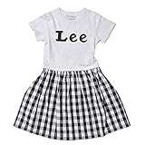 [リー] Lee キッズ ワンピース 子供 stompstamp ストンプスタンプ 9187620 チュニック カットソー 切替 半袖 チェック ロゴ 発表会 女の子 ドッキング