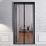 マグネット式玄関カーテン HangRui 玄関網戸 害虫対策 自動で閉まる 防虫ネットメッシュ 取付簡単 ブラック (100*210cm)