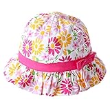 (ビグッド)Bigood キッズ 帽子 サファリハット 女の子 女児 子供 赤ちゃん キュート 花柄 コットンキャップ 子供サンバイザー カジュアル 保育園 日焼け止め（ローズ色・54cm）