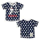 ◇◆スヌーピー【ピーナッツ】国内正規品◆◇スヌーピーイカリのコード刺繍半袖プリントTシャツ (90cm, ネイビー)