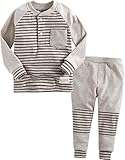 [Vaenait Baby]キッズ子供ベビー服綿100％ルームウェア長袖パジャマ寝間着上下セット Warm Line Beige XL
