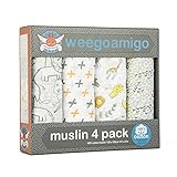 ウィーゴアミーゴ weegoamigo おくるみ ガーゼ 4枚 箱入り4 Pack Muslin Safari サファリ