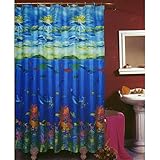 Fish Coral Dolphin Oceanファブリックシャワーカーテンフック付き
