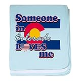 CafePress – Someone in Colarado Loves me Baby Blanket – スーパーソフトベビー毛布、新生児おくるみ 標準 ブルー 048551196425CD2