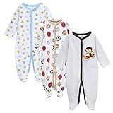 エルフ ベビー(Fairy Baby)新生児服 足つきカバーオールロンパース 長袖 3枚セット 出産祝い 可愛い 4-6M セット6
