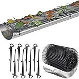 樋ガード 15個のクリップフック付きで簡単設置。幅6.5インチ x 長さ18フィート。プラスチックで高耐性。2個入りセットです。