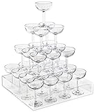 MARUKIN シャンパンタワー 4段セット グラス30個+トレー クリア シャンパンタワーグラス/約125ml
