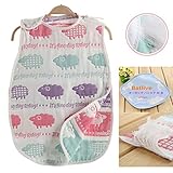 8重ガーゼ 肌触り抜群 スリーパー めくれ防止 ボタン開閉式 寝袋 40*60 cm 羊柄 パープル