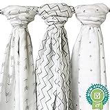 赤ちゃんの男の子＆女の子のためのミスリンスワドルベビー毛布（3パック）100％コットン、ラージ120 * 120cm