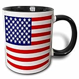(330ml) - 3dRose American Flag - Patriotic USA stars and stripes red white and blue - 4th July America Patriot, Two Tone Black Mug, 330ml