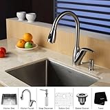 Kraus KHU101-23-KPF2120-SD20 23 Undermount Single Bowl Stainless Steel Kitchen Sink with Kitchen Fau