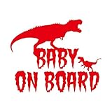 恐竜 BABY ON BOARD カッティング ステッカー レッド 赤