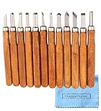 【HappyHome】ウッド 彫刻刀 専用 DIY工具 ノミ 収納ケース入り 12本 セット 木彫り 木工道具 クリーニングクロス付き