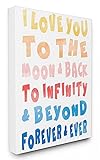 The Kids Room by Stupell "Love To Moon and Back Rainbow Typography Stretched" Canvas Wall Art [並行輸入品