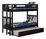 Cascade Bunkbed Twin over Twin with Trundle Bed in Espresso [並行輸入品]