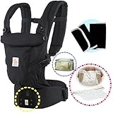 ベビーウエストベルト付エルゴベビー・抱っこひも【日本正規品2年間保証-SG認定付】２ ADAPTアダプトブラック　(よだれパッド＋ママスタイ+収納ポーチ付）