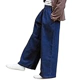 [Ｎ　ＪＥＡＮＳ] やわらか デニム ワイドパンツ | 子供服 キッズ 女の子 ガールズ ロングパンツ 長ズボン パンツ (140cm, ネイビー)