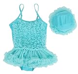 (コ-ランド) Co-land ベビー水着 女の子 ワンピース キャップ付き 2点セット キッズ水着 フリル チュチュスカート 背中露出 みずぎ スイムウエア 子供用 ガールズ ブルー S