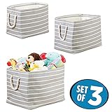 mDesign Baby Nursery Storage Organizer Bins to Hold Stuffed Animals Clothes Bottles Toys - Set of 3 