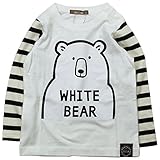 《春夏対応》 nico hrat(ニコフラート) 製品洗い加工済み 42/2天竺しろくまボーダー長袖Tシャツ 130cm /OW NO.B-270203