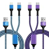 GAEF 2in1 充電ケーブル iPhone 充電ケーブル &Type-C ケーブル 2台同時充電コード 最大5.4A 急速充電 Lightning & usb-c iPhone/Android両対応 二股 1.2m USB ライトニングケーブル アイフォン マルチ充電 高速充電 高耐久ナイロン編み iphone17/16 /15/14/13/12,iPad,タイプCなど機種対応