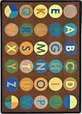 Joy Carpets Kid Essentials Early Childhood Alpha-Dots Rug, Earthtone, 5'4 x 7'8 by Joy Carpets [並行輸入