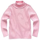 Plus Nao(プラスナオ) 子供用 ニット セーター ハイネック タートルネック 長袖 フリル付き シンプル 無地 キッズ ジュニア 女の子 90 100 ピンク 90