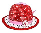 RoRykon　乳児用　 赤ちゃん用の帽子　水玉 可愛い 帽子 つば 付き フリル リボン ドット 花 フラワー フード ベビー キッズ 日焼け 帽子 UV 日よけ (レッド)