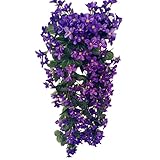 VORCOOL 4petals Artificial Flower Hanging花バイオレットシミュレーションVineウェディングホーム装飾( Deep Purple )