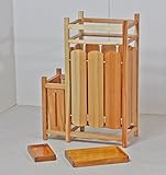 【日本製】天然木製傘立て 二連タイプ ナチュラル けやき台付き