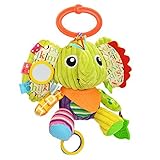 BabyPrice Happy Stuffed Elephant Toy with BPA free Teether Chew Toys Sensory Toy Teething Blankie fo