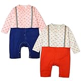 (ピンク/70cm)ベビー服 女の子 カバーオール Whole ホール 長袖 重ね着風 リボン柄 ロゴプリント テープ使い 前開き スナップボタン 女児 ベビー