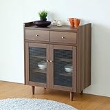 ISSEIKI キャビネット ミディアムブラウン 幅80cm 開き扉 木製家具 【HO-59-1】