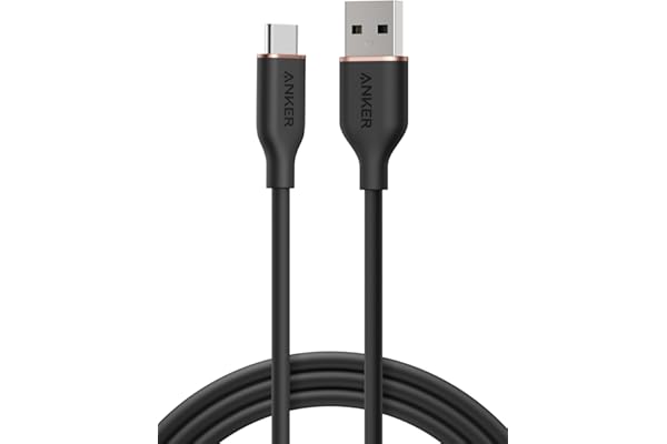 Anker USB-C ＆ USB-A ケーブル (Flow) 絡まないケーブル 15W 結束バンド付き USB-C機器対応 シリコン素材採用 Galaxy iPhone 17 / 16 / 15 各種対応 1.8m ミッドナイトブラック