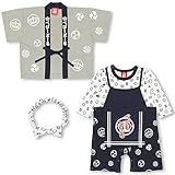 ベビードール ハッピロンパース3点セット 法被 ロンパース ハチマキ 子供服 BABY(70-80cm) グレー