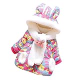 Tonsee 女の子 超可愛い コート ふわふわ 暖かい アウターウェア 防寒 ジャケット フード付き (70, レッド)