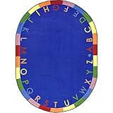 Joy Carpets Kid Essentials Early Childhood Oval Rainbow Alphabet Rug Bold 3'10 x 5'4 [並行輸入品]