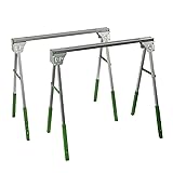 現場作業台 作業台 高さ調節6段階可能 2台1組 のこぎり台 木を切る台 強力な耐久性 折りたたみ式のこぎり作業 完成品 木工作業台 テーブル ソーホースセット 折りたたみ DIY 木材 高さ72.6～90cm 裁断 切断 簡易作業台 作業机 ワークテーブル 1200kg耐荷重 (ブルー, 普通)