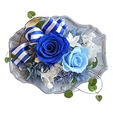 Merci la fleur プリザーブドフラワー 完成品 青色 陶器 パリ風