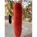 44 cmの巨大なファーハンドバッグ・アクセサリーのキーホルダーリングフック・タッセルナチュラルカラー (wine-red)