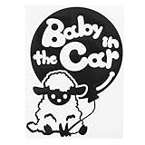 ブラック（黒） Baby in the car ひつじ ヒツジ 動物 赤ちゃん ステッカー 窓ガラス用シールタイプ キッズ 子供 車の後ろ ※吸盤・マグネ...