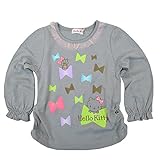 ハローキティ レース付き 長袖Tシャツ 女の子 キティちゃん サンリオ (グレー80cm）