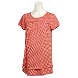 授乳服 半袖 チュニック 授乳口付き ドット柄 ギャザーTシャツ トップス 産後対応 ピンク L