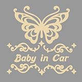 デザイン工房ＳＩＧＮＳ 車ステッカー Baby in car 3 綺麗にはがせる 車 ステッカー 蝶 チョウ ベージュ