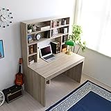 【予約販売5月下旬入荷予定】送料無料 パソコンデスク ハイデスク 書棚 120cm幅 書棚デスク ハイタイプ 省スペース シンプル ホワイト pcデスク 北欧 おしゃれ 収納 木製 CPB028OAK