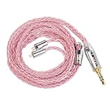 Kbear ST18 リケーブル 2pin3.5mm ソフト イヤフォン音質改善 16芯銀メッキ 5N アップグレードケーブル 銀メッキ線 2PIN 交換用ケーブル 柔らかい イヤホン延長 有線イヤホン 3.5mmプラグ リッツ構造 kzイヤフォン対応 電気メッキ銅金ケ一プル 耳掛けデザイン 16芯 合計224本 (2pin3.5mm・ピンク)